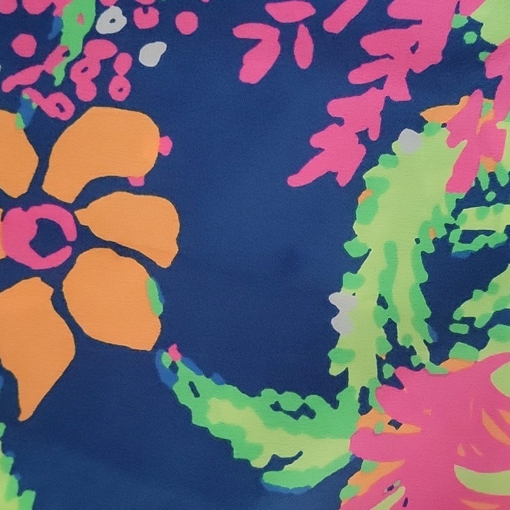 Lilly Pulitzer Sanilla Silk Off The Shoulder "Indigo All A Glow" Print Size S - Picture 7 of 13